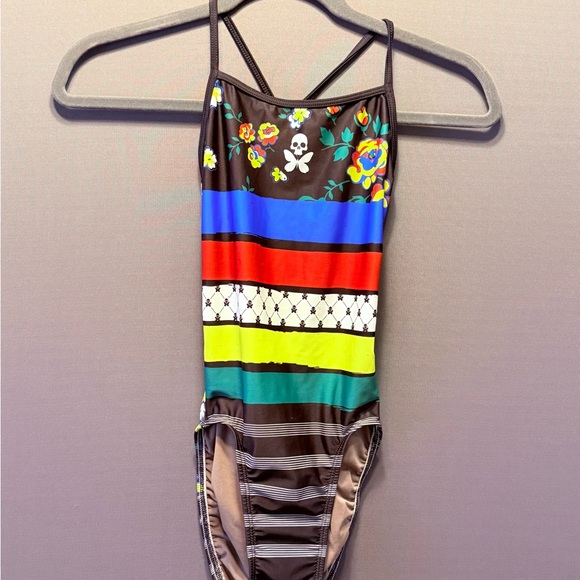 Betty Designs One-Piece Swimsuit with Floral/Multicolor Bands - Picture 2 of 8